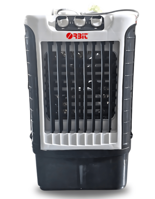 Orbit Premium Eco-Friendly Mini Air Cooler - Energy Saver with Auto Swing & 4-Way Cooling - 12L Water Tank Capacity, Portable, Works on Inverter, Powerful Air Flow (Grey Color)